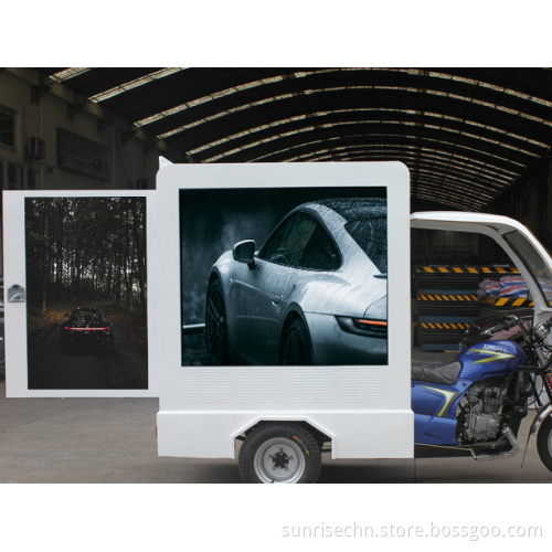 Low Power Consumption Movable Scooter with LED Display P4.8 P6 P3.84 Full Color Tricycle